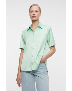 Блузка рубашка прямая атласная с короткими рукавами Befree