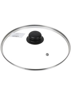 Крышка для посуды стекло 24 см металлический обод кнопка бакелит черная Д4124Ч Daniks