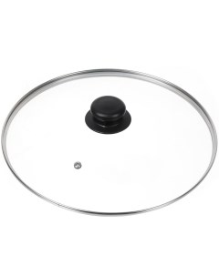 Крышка для посуды стекло 28 см металлический обод кнопка бакелит черная Д4128Ч Daniks