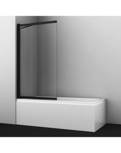 Шторка на ванну Main 100х140 профиль черный стекло прозрачное Wasserkraft