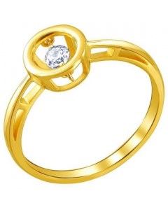 Кольцо с 1 фианитом из жёлтого золота Эстет