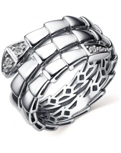 Кольцо Змейка с 6 бриллиантами из белого золота Костромская ювелирная фабрика "алькор"