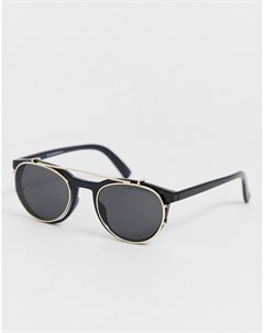 Черные солнцезащитные очки со съемными линзами New look