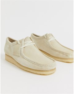 Серо белые замшевые туфли Originals Wallabee Clarks