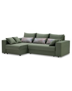 Угловой диван кровать Каприо левый Ткань Велюр Newtone kiwi зеленый Inside grey разноцветный 200x140 Орматек