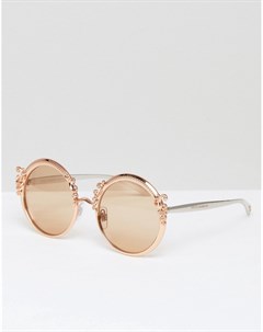 Золотистые круглые солнцезащитные очки с элементами в стиле барокко Dolce&gabbana