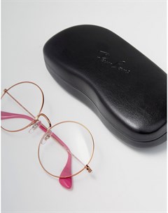 Большие круглые очки с прозрачными стеклами в золотистой оправе Ray Ban Ray-ban®