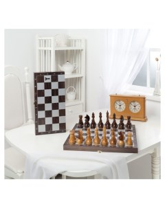 Шахматы походные деревянные с венге доской рисунок серебро 188 18 Nobrand