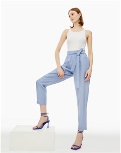 Голубые брюки Paperbag с высокой талией Gloria jeans