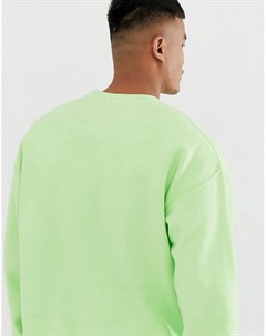 Ярко зеленый свитшот с принтом Boohooman