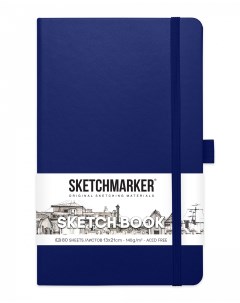 Блокнот для зарисовок 13х21 см 80 л 140 г твердая обложка Королевский синий Sketchmarker