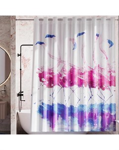 Штора для ванной Lossa 200х200 рисунок белый розовый Wasserkraft
