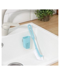 Щётка для мытья посуды с подставкой 27 4 5 см цвет голубой Доляна