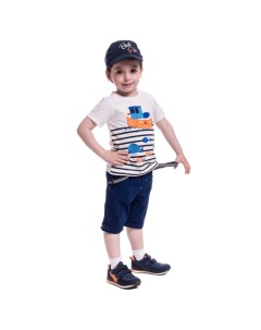 Комплект одежды для мальчика футболка бриджи бейсболка декоративные подтяжки G_KOMM18 Cascatto