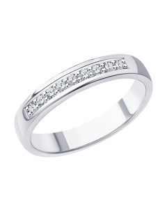 Обручальное кольцо из белого золота с бриллиантами Sokolov