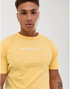 Желтая футболка с принтом New York State от Pull & bear