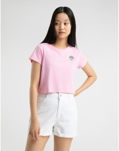 Розовая укороченная футболка с нашивкой Gloria jeans