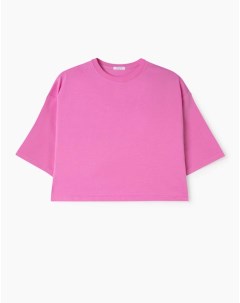 Розовая укороченная футболка Oversize женская Gloria jeans