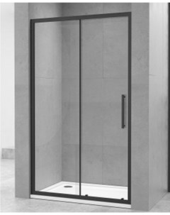 Душевая дверь 8007 1B 140 140x190 см раздвижная прозрачное стекло черный матовый Oporto