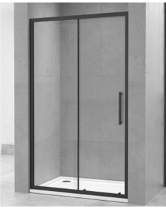Душевая дверь 8007 1B 110 110x190 см раздвижная прозрачное стекло черный матовый Oporto