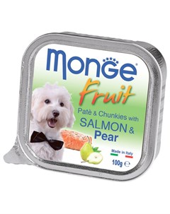 Dog Fruit консервы для собак с лососем и грушей 100г Monge