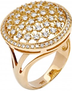 Кольцо с 81 бриллиантами из жёлтого золота 750 пробы Эстет