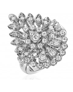 Кольцо с 46 бриллиантами из белого золота Эстет