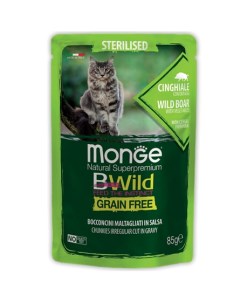 Cat BWild Grain Free Пауч для стерилизованных кошек мясо дикого кабана с овощами 85 г Monge