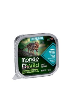 Cat BWild Grain Free Беззерновые консервы для стерилизованных кошек из тунца с овощами 100 г Monge