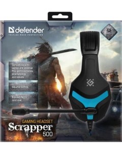 Игровая гарнитура Scrapper 500 синий черный кабель 2 м Defender