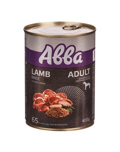 Adult Консервы для взрослых собак всех пород ягненок с рисом 400 гр Avva