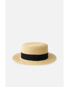 Шляпа соломенная плетеная с узкими полями и лентой Befree
