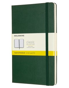 Записная книжка в клетку Classic Large 13х21 см 240 стр твердая обложка зеленая Moleskine