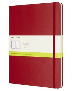 Записная книжка нелинованная Classic XLarge 190х250 мм 192 стр обложка красная Moleskine
