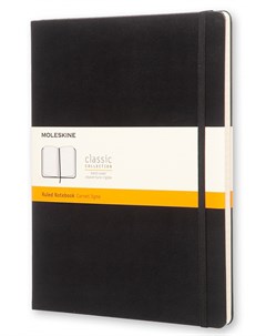 Записная книжка в линейку Classic XLarge 19х25 см 192 стр твердая обложка черная Moleskine
