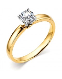 Кольцо с 1 бриллиантом из жёлтого золота 750 пробы Костромская ювелирная фабрика "алькор"