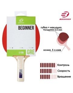 Ракетка для настольного тенниса Beginner 1 для любителей губка 1 5 мм прямая ручка Boshika
