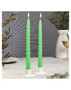 Набор свечей витых 2 2х 25 см 2 штуки зелёный Nnb