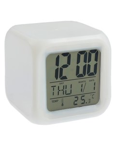 Часы будильник Luazon Lb 03 дата температура пластиковый корпус белые Luazon home