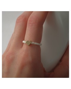 Кольцо сердечко камней Жемчуг мелкий гематит цвет золото 17 размер Nnb