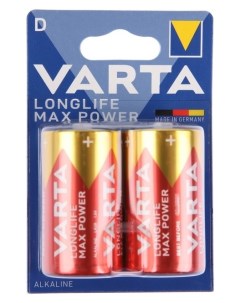 Батарейка алкалиновая Longlife MAX Power D Lr20 2bl 1 5в блистер 2 шт Varta