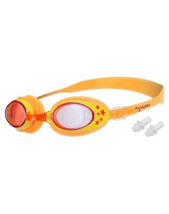 Очки для плавания детские беруши цвет оранжевый с желтой оправой Onlitop