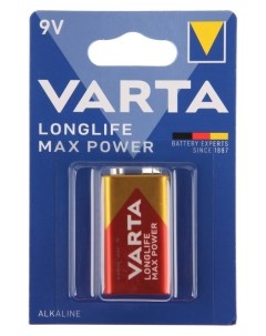 Батарейка алкалиновая Longlife MAX Power 6lr61 1bl 9В крона блистер 1 шт Varta