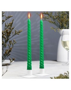 Набор свечей витых 2 2х 25 см 2 штуки зелёный подвес Nnb