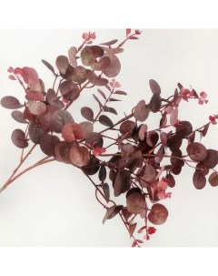 Цветы искусственные Ветка эвкалипта 70см цвет бордовый Flodecor