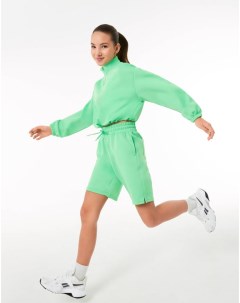 Зелёный укороченный свитшот oversize с воротником стойкой для девочки Gloria jeans