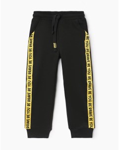Чёрные спортивные брюки Jogger с контрастной надписью для мальчика Gloria jeans