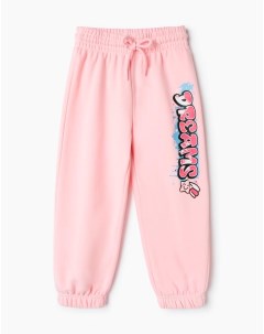 Розовые спортивные брюки Ex boyfriend с принтом для девочки Gloria jeans