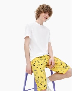 Жёлтые шорты Slim с принтом для мальчика Gloria jeans