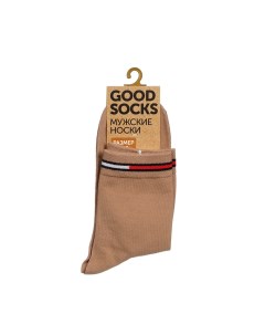 Мужские однотонные носки Цветная полоска Бежевый р 39 43 Good socks